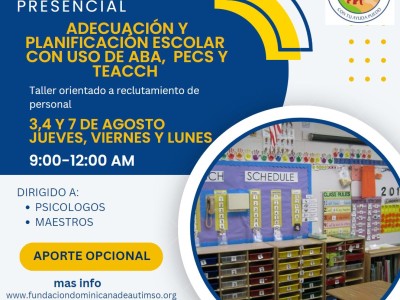 Adecuaci&oacute;n y planificaci&oacute;n escolar&nbsp;Con uso de ABA, &nbsp;PECS y TEACCH